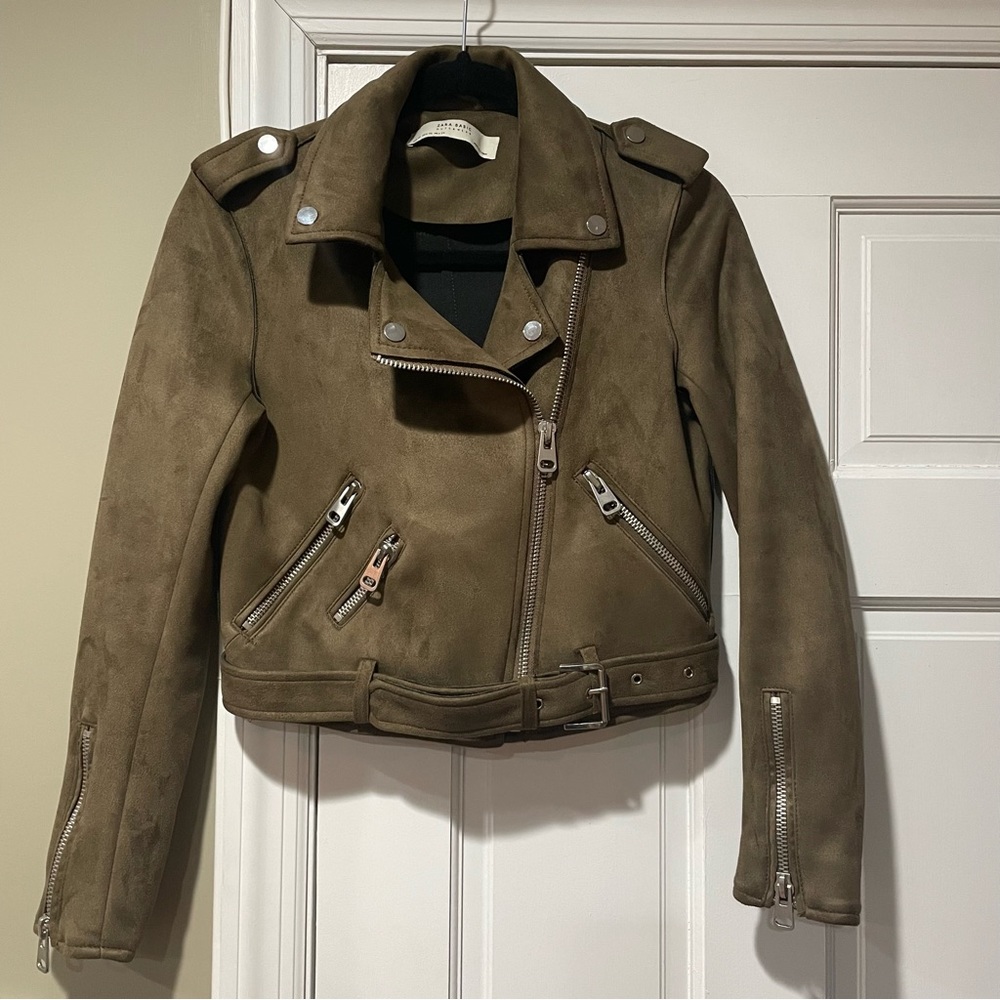 Zara faux suede motorcycle jacket